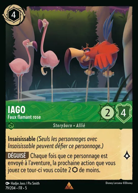 Iago - Faux flamant rose, carte Disney Lorcana CH5-079 — extension Ciel Scintillant