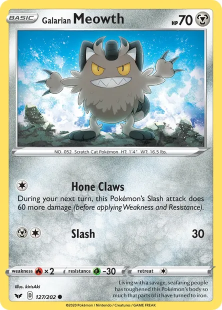 Galarian Meowth, Pokémon card SSH 127 — Sword & Shield set