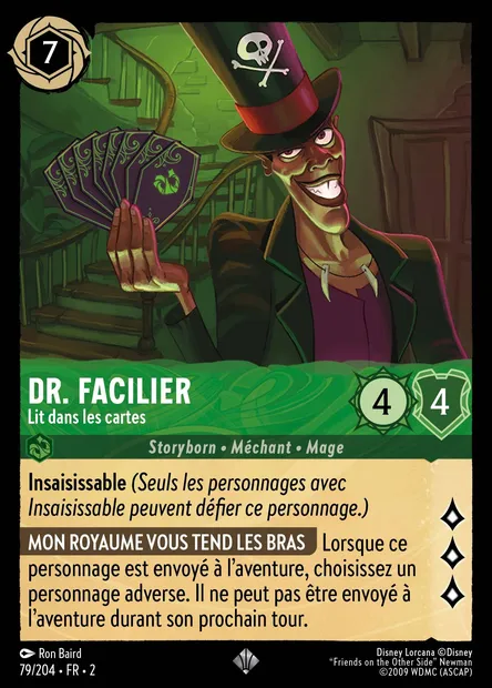Dr. Facilier - Lit dans les cartes, carte Disney Lorcana CH2-079 — extension L'Ascension des Floodborn