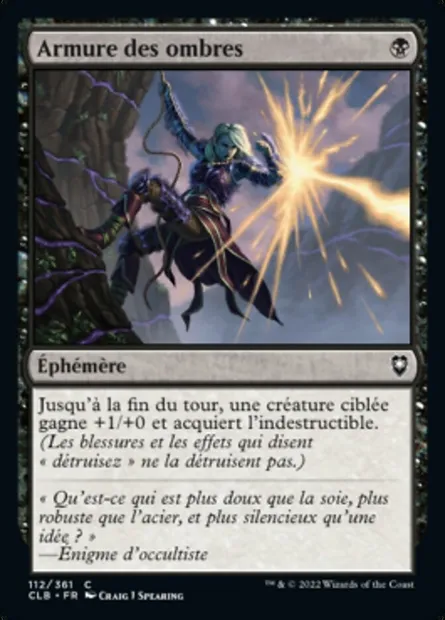 Armure des ombres, carte Magic CLB 112 — extension Commander Légendes : la bataille de la Porte de Baldur