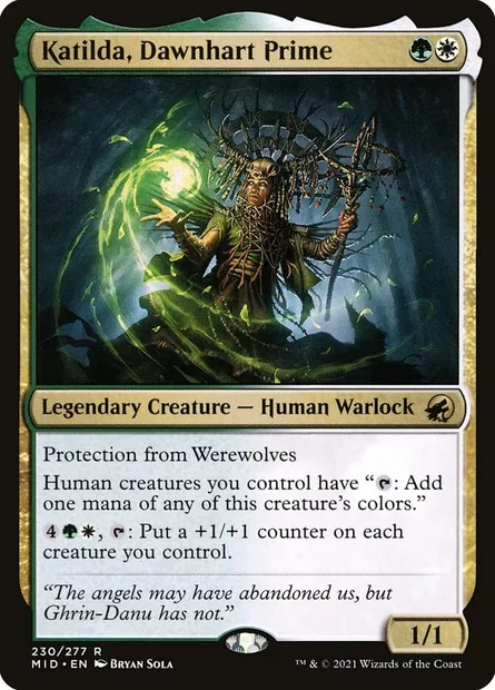 Katilda, Dawnhart Prime, Magic card MID 230 — Innistrad: Midnight Hunt set