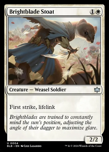 Brightblade Stoat, Magic card BLB 4 — Bloomburrow set