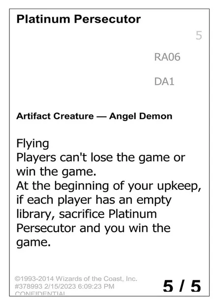 Platinum Persecutor, Magic card UNK RA06a — Unknown Event set