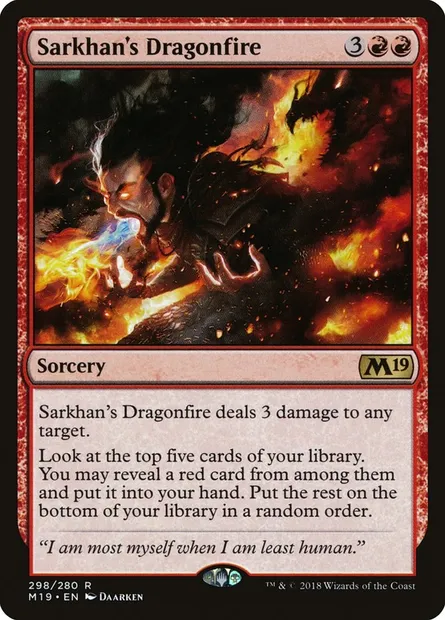 Sarkhan's Dragonfire, Magic card M19 298 — Core Set 2019 set