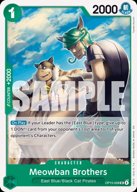 Meowban Brothers, One Piece card OP15-028 — ADVENTURE ON KAMI’S ISLAND set