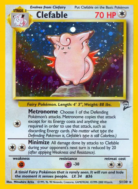 Clefable, Pokémon card B2 5 — Base Set 2 set