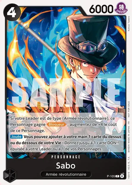 Sabo, carte One Piece P-105 — extension Carte promo