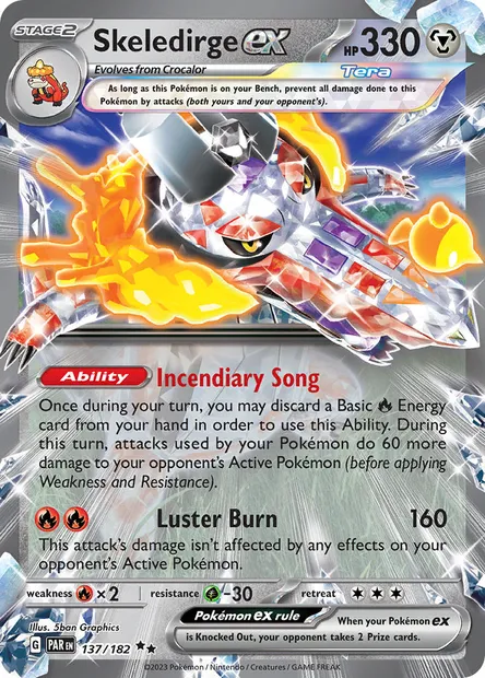 Skeledirge ex, Pokémon card PAR 137 — Paradox Rift set