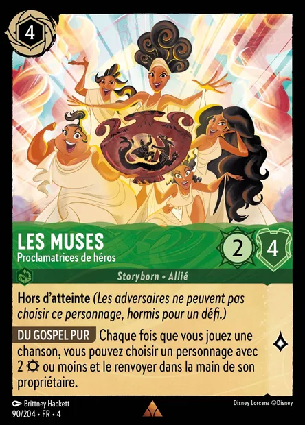 Les Muses - Proclamatrices de héros, carte Disney Lorcana CH4-090 — extension Le Retour d'Ursula