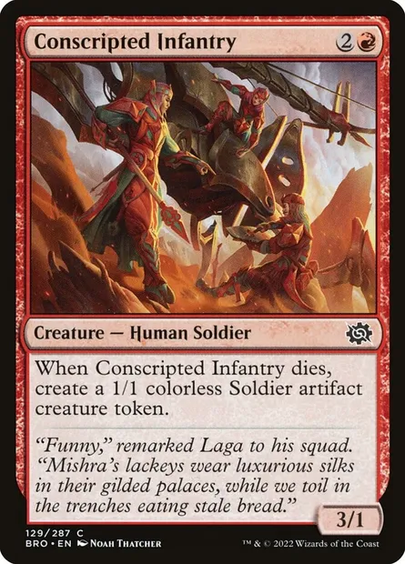 Conscripted Infantry, Magic card BRO 129 — The Brothers' War set