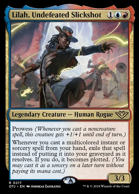 Lilah, Undefeated Slickshot, Magic card POTJ 217p — Outlaws of Thunder Junction Promos set
