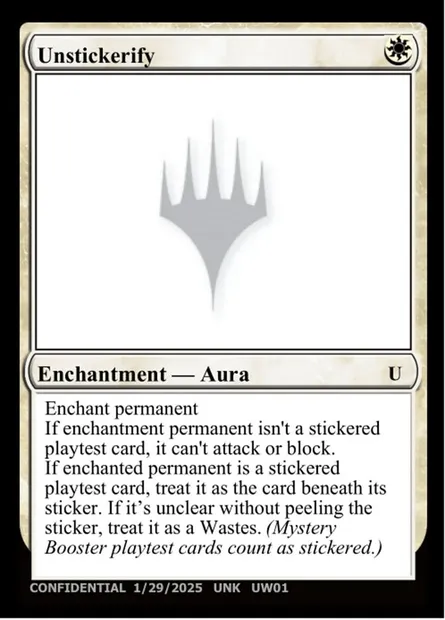 Unstickerify, Magic card UNK UW01a — Unknown Event set