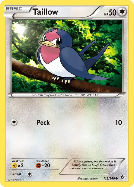 Taillow, Pokémon card BCR 112 — Boundaries Crossed set