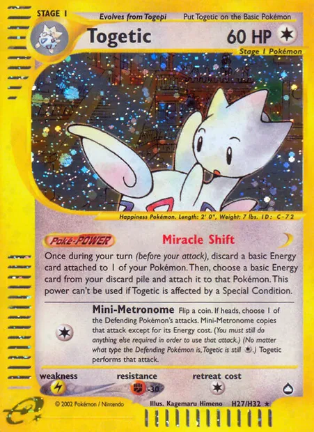 Togetic, Pokémon card AQ H27 — Aquapolis set