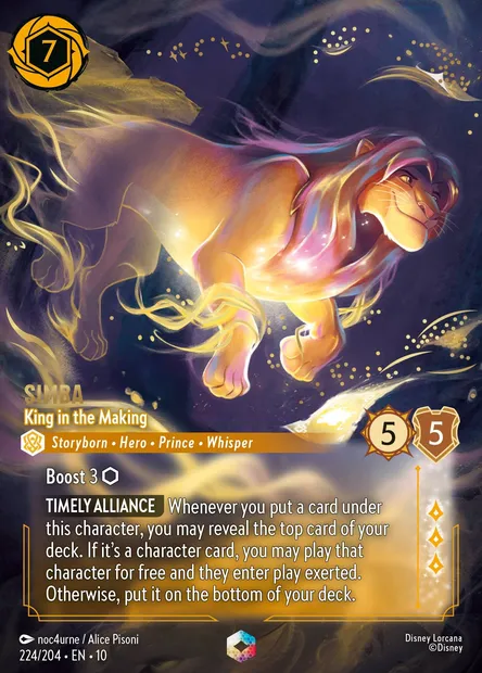 Simba - King in the Making, Disney Lorcana card CH10-224 — Whispers in the Well set