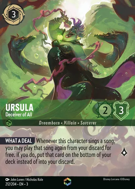 Ursula - Deceiver of All, Disney Lorcana card CH3-212 — Into the Inklands set
