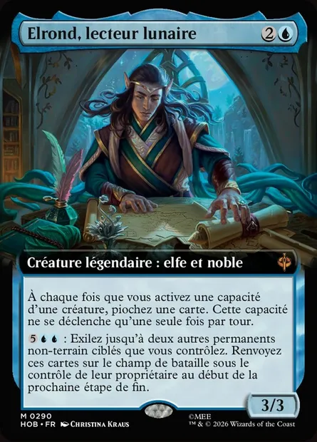 Elrond, lecteur lunaire, carte Magic HOB 290 — extension The Hobbit