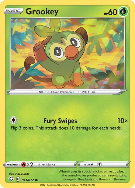Grookey, Pokémon card SHF 11 — Shining Fates set