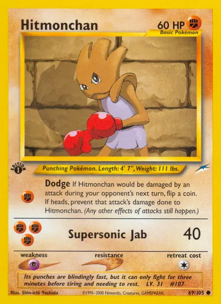 Hitmonchan, Pokémon card NDE 69 — Neo Destiny set