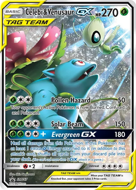Celebi & Venusaur GX, Pokémon card SM 167 — SM Black Star Promos set