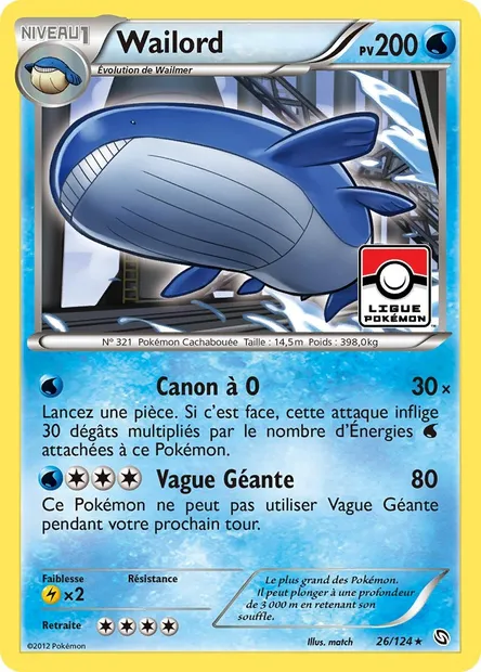 Wailord, carte Pokémon DRX 26 — extension Dragons Éxaltés