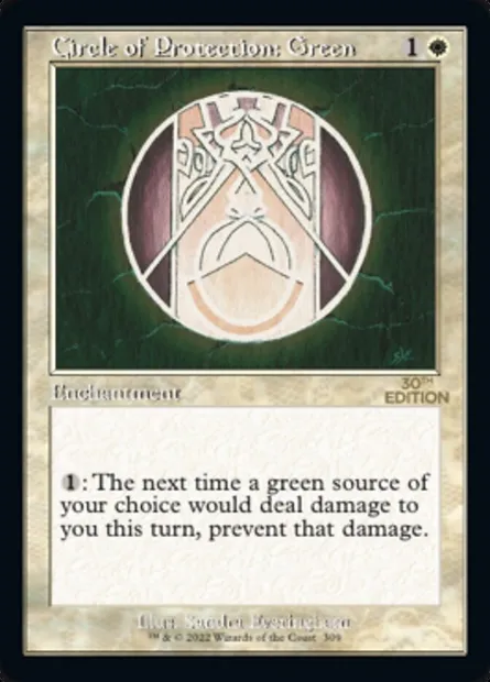 Circle of Protection: Green, Magic card 30A 309 — 30th Anniversary Edition set