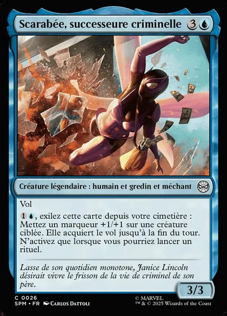 Scarabée, successeure criminelle, carte Magic SPM 26 — extension Marvel's Spider-Man