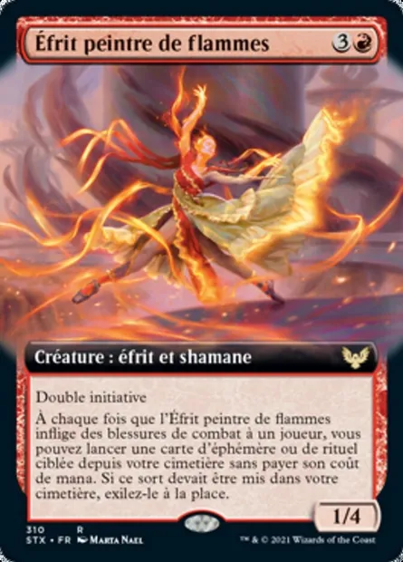 Éfrit peintre de flammes, carte Magic STX 310 — extension Strixhaven: l'Académie des Mages