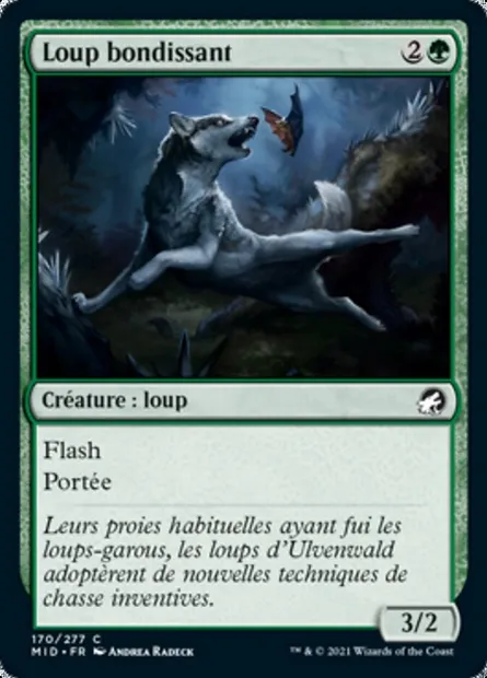 Loup bondissant, carte Magic MID 170 — extension Innistrad : chasse de minuit
