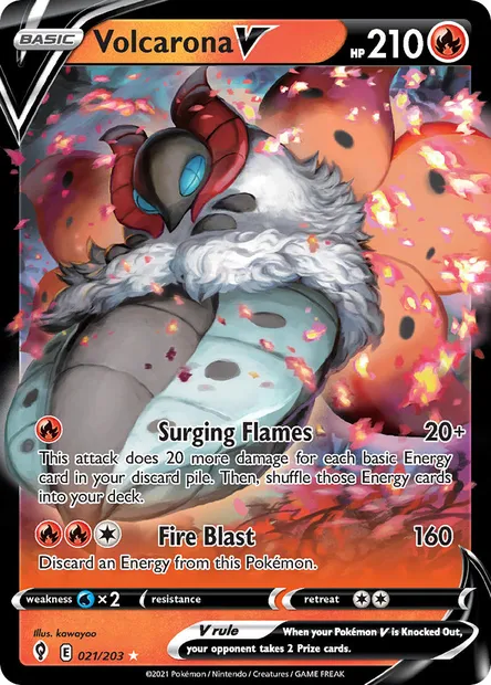Volcarona V, Pokémon card EVS 21 — Evolving Skies set