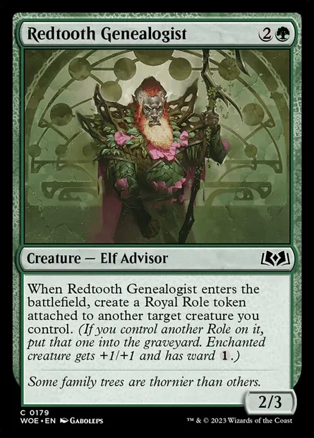 Redtooth Genealogist, Magic card WOE 179 — Wilds of Eldraine set