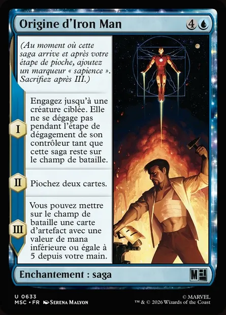 Origine d'Iron Man, carte Magic MSC 633 — extension Marvel Super Heroes Commander