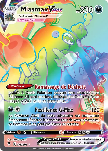 Miasmax VMAX, carte Pokémon EVS 216 — extension Évolution Céleste