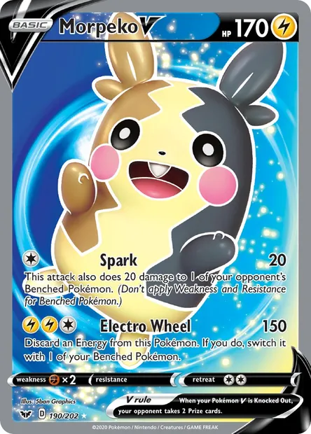 Morpeko V, Pokémon card SSH 190 — Sword & Shield set