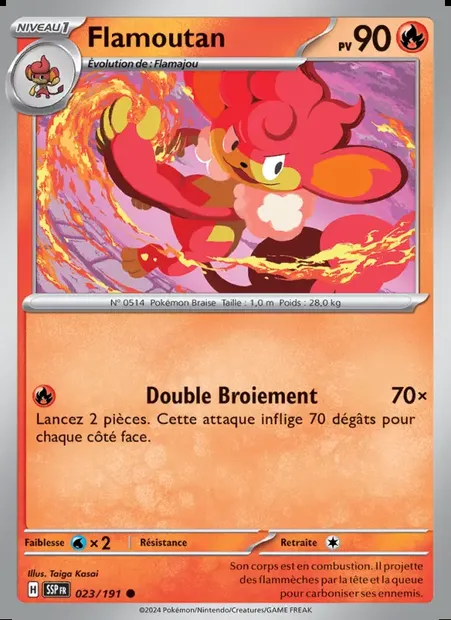 Flamoutan, carte Pokémon SSP 023 — extension Étincelles Déferlantes