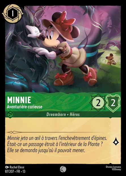 Minnie - Aventurière curieuse, carte Disney Lorcana CH13-087 — extension Invasion Epineuse!