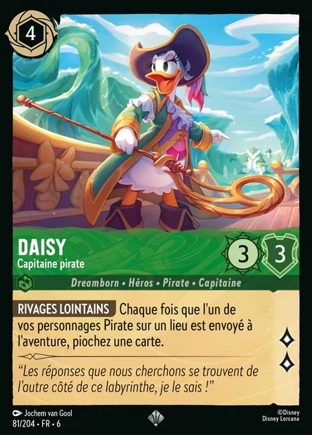 Daisy - Capitaine pirate, carte Disney Lorcana CH6-081 — extension La Mer Azurite