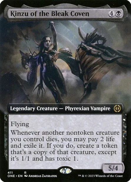 Kinzu of the Bleak Coven, Magic card ONE 411 — Phyrexia: All Will Be One set