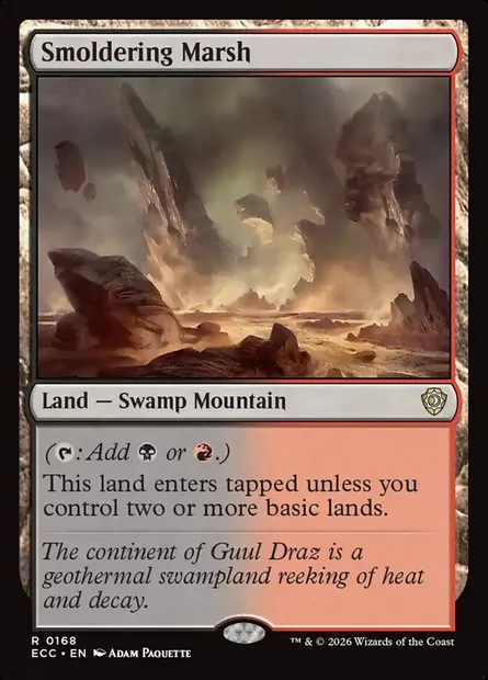 Smoldering Marsh, Magic card ECC 168 — Lorwyn Eclipsed Commander set