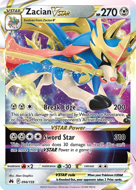 Zacian VSTAR, Pokémon card CRZ 096 — Crown Zenith set