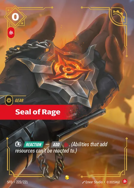 Seal of Rage, carte Riftbound SFD 222 — extension Spiritforged