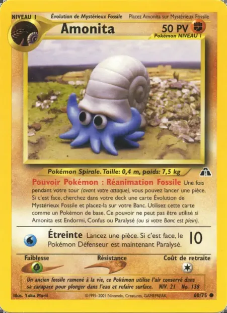 Amonita, carte Pokémon ND 60 — extension Neo Discovery