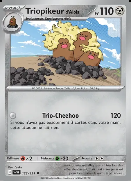 Triopikeur d'Alola, carte Pokémon SSP 123 — extension Étincelles Déferlantes