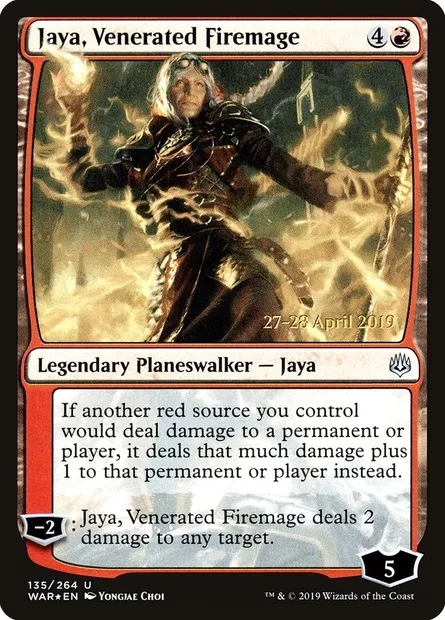 Jaya, Venerated Firemage, Magic card PWAR 135s — War of the Spark Promos set