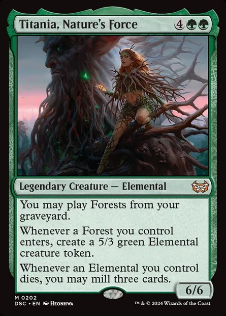 Titania, Nature's Force, Magic card DSC 202 — Duskmourn: House of Horror Commander set