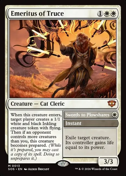 Emeritus of Truce // Swords to Plowshares, Magic card SOS 13 — Secrets of Strixhaven set