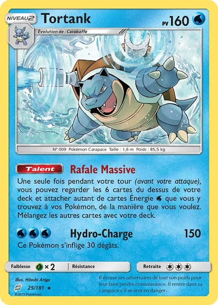 Tortank, carte Pokémon TEU 25 — extension Duo de Choc