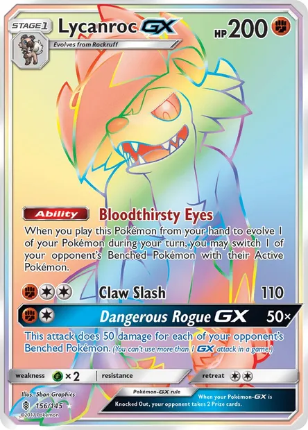 Lycanroc GX, Pokémon card GRI 156 — Guardians Rising set