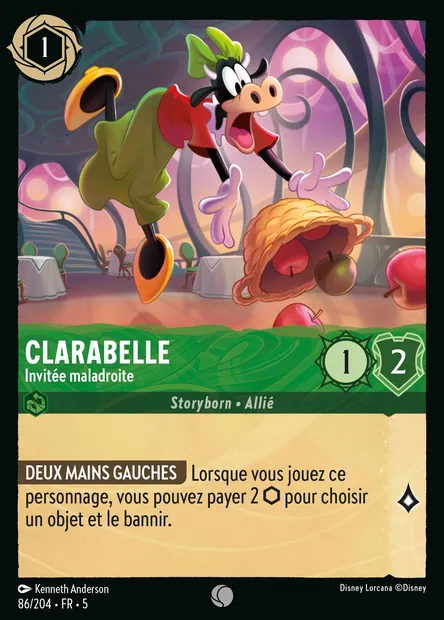 Clarabelle - Invitée maladroite, carte Disney Lorcana CH5-086 — extension Ciel Scintillant
