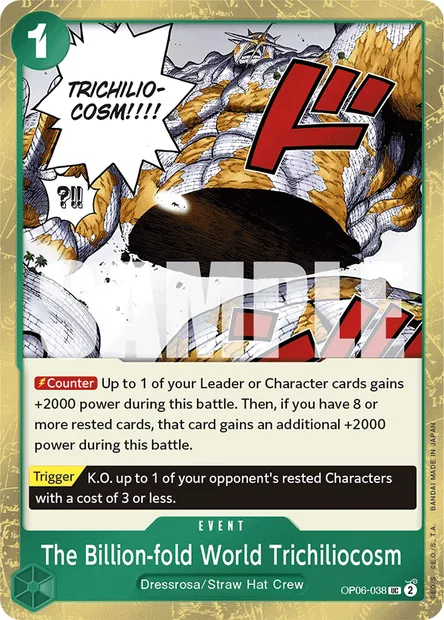 The Billion-fold World Trichiliocosm, One Piece card OP06-038 — WINGS OF THE CAPTAIN set